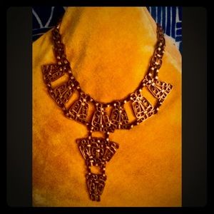 Vintage Aztec-Inspired Design Copper Necklace